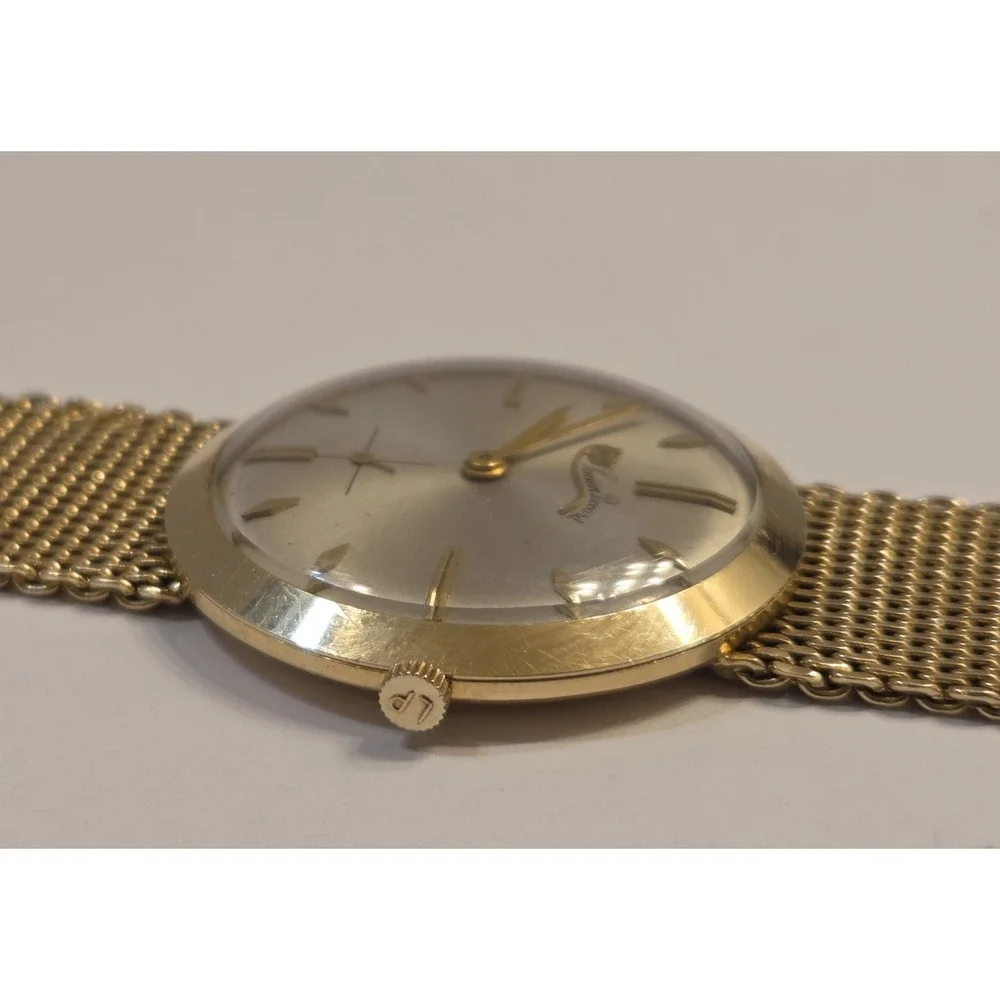 Vintage Lucien Piccard Solid 14k Gold Men's 33mm Manual Watch & Band